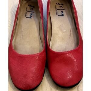 French Sole Holiday RED Ballet Flats Sparkle Ballerina Suede Italy Dorthy OZ 9.5